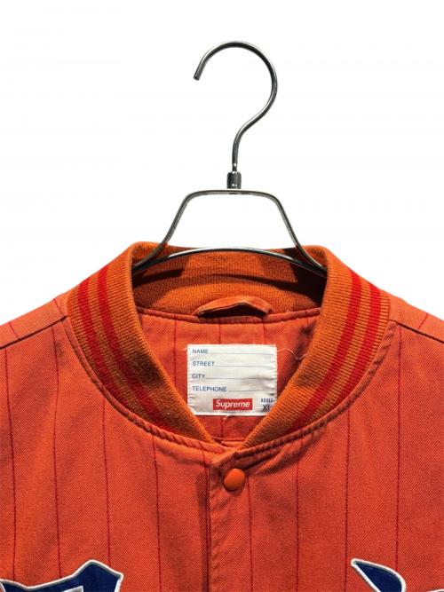 SUPREME（シュプリーム）SUPREME (シュプリーム) PINSTRIPE VARSITY JACKET オレンジ サイズ:XLの古着・服飾アイテム