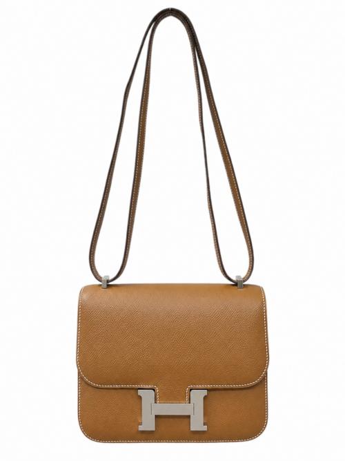 HERMES（エルメス）HERMES (エルメス) Constance Mini コンスタンスミニ/ヴォーエプソン/ゴールド/D刻印：2019年製造/シルバー金具 ゴールド×シルバー金具 サイズ:ミニ/miniの古着・服飾アイテム