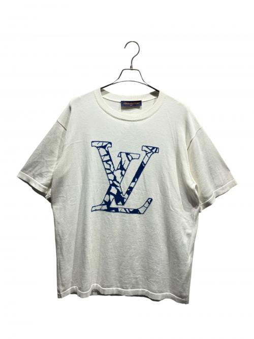 LOUIS VUITTON（ルイ ヴィトン）LOUIS VUITTON (ルイ ヴィトン) LV SKI ショートスリーブ クルーネックニット/RM241M AUR HQN13W ホワイト×ブルー サイズ:XXLの古着・服飾アイテム