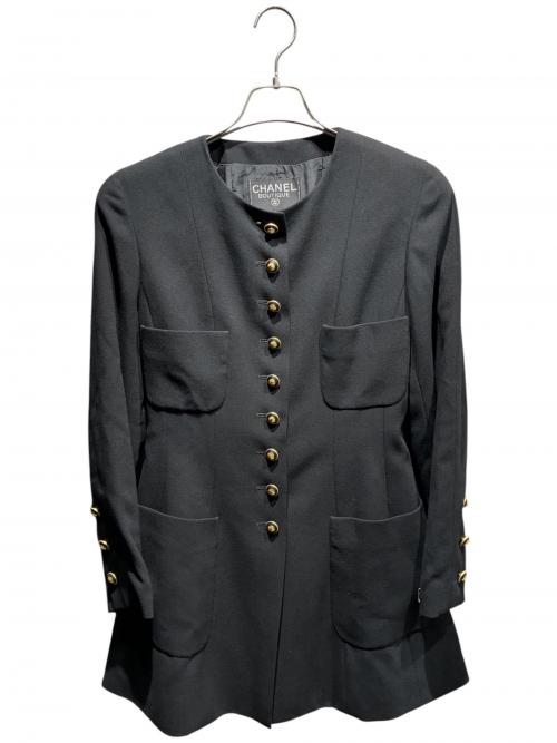 CHANEL（シャネル）CHANEL (シャネル) ココマークボタンノーカラージャケット/2466 ブラック サイズ:36の古着・服飾アイテム