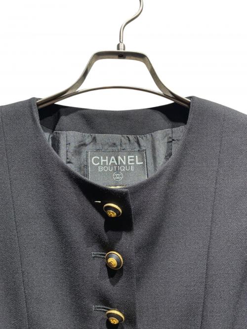 CHANEL（シャネル）CHANEL (シャネル) ココマークボタンノーカラージャケット/2466 ブラック サイズ:36の古着・服飾アイテム