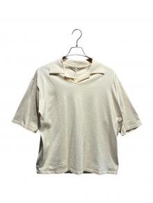 AURALEE（オーラリー）の古着「HIGH GAUGE TUSSAH SILK KNIT SKIPPER POLO/A26SP02SJ」｜アイボリー