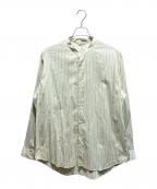 AURALEEオーラリー）の古着「COTTON SILK STRIPE STAND COLLAR SHIRT」｜アイボリー