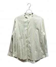 AURALEE（オーラリー）の古着「COTTON SILK STRIPE STAND COLLAR SHIRT」｜アイボリー
