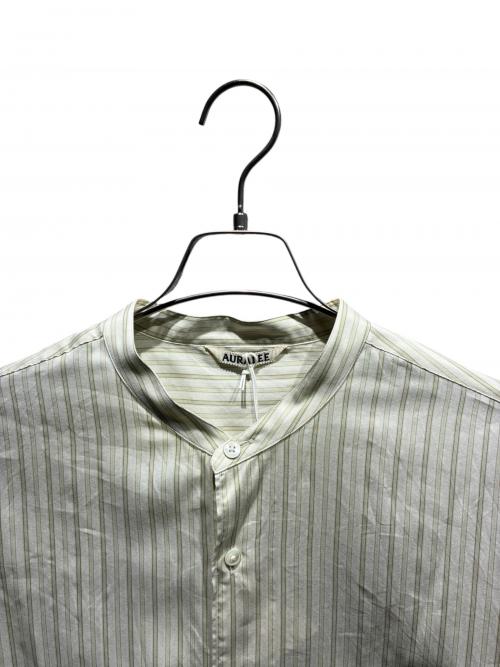 AURALEE（オーラリー）AURALEE (オーラリー) COTTON SILK STRIPE STAND COLLAR SHIRT アイボリー サイズ:4の古着・服飾アイテム