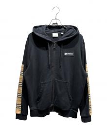 BURBERRY（バーバリー）の古着「ノバチェックスリーブジップパーカー/8025684」｜ブラック