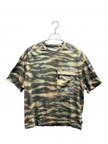 JIL SANDER（ジルサンダー）の古着「異素材切替ポケットTシャツ」｜ベージュ×ブラック