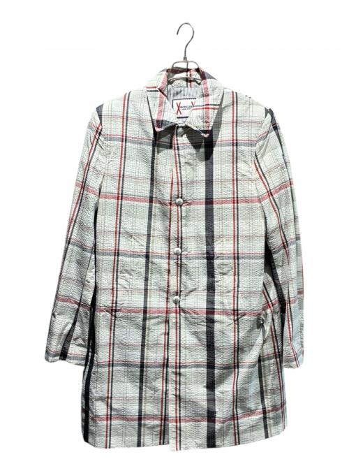 MONCLER（モンクレール）MONCLER (モンクレール) チェックステンカラーコート ホワイト×レッド サイズ:4 未使用品の古着・服飾アイテム