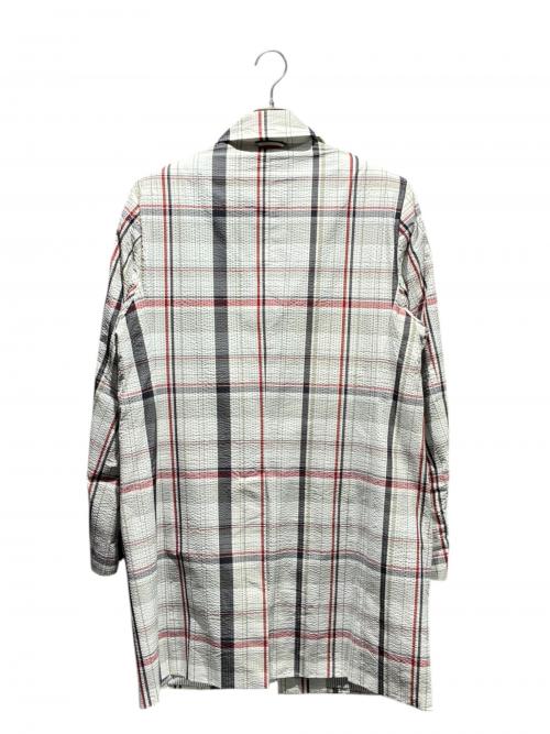 MONCLER（モンクレール）MONCLER (モンクレール) チェックステンカラーコート ホワイト×レッド サイズ:4 未使用品の古着・服飾アイテム