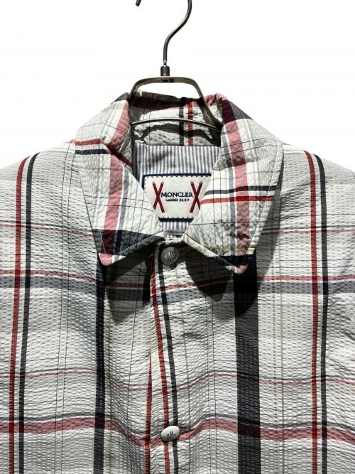 MONCLER（モンクレール）MONCLER (モンクレール) チェックステンカラーコート ホワイト×レッド サイズ:4 未使用品の古着・服飾アイテム