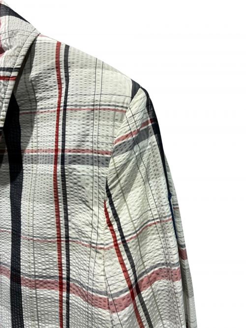 MONCLER（モンクレール）MONCLER (モンクレール) チェックステンカラーコート ホワイト×レッド サイズ:4 未使用品の古着・服飾アイテム