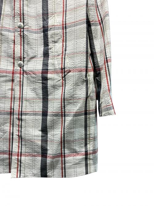 MONCLER（モンクレール）MONCLER (モンクレール) チェックステンカラーコート ホワイト×レッド サイズ:4 未使用品の古着・服飾アイテム