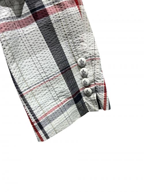 MONCLER（モンクレール）MONCLER (モンクレール) チェックステンカラーコート ホワイト×レッド サイズ:4 未使用品の古着・服飾アイテム