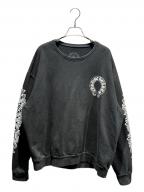 CHROME HEARTSクロムハーツ）の古着「Floral Cross Horseshoe Crewneck Sweat Shirt」｜ブラック