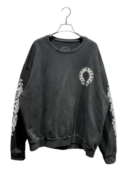 CHROME HEARTS（クロムハーツ）CHROME HEARTS (クロムハーツ) Floral Cross Horseshoe Crewneck Sweat Shirt ブラック サイズ:Mの古着・服飾アイテム