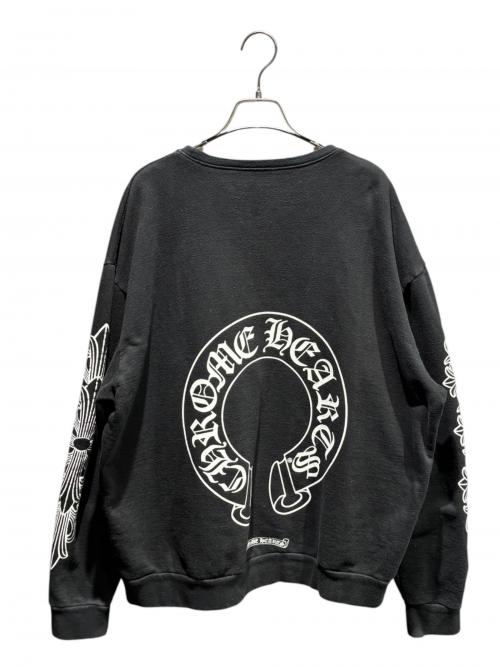 CHROME HEARTS（クロムハーツ）CHROME HEARTS (クロムハーツ) Floral Cross Horseshoe Crewneck Sweat Shirt ブラック サイズ:Mの古着・服飾アイテム