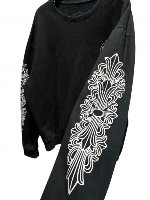 CHROME HEARTS（クロムハーツ）CHROME HEARTS (クロムハーツ) Floral Cross Horseshoe Crewneck Sweat Shirt ブラック サイズ:Mの古着・服飾アイテム