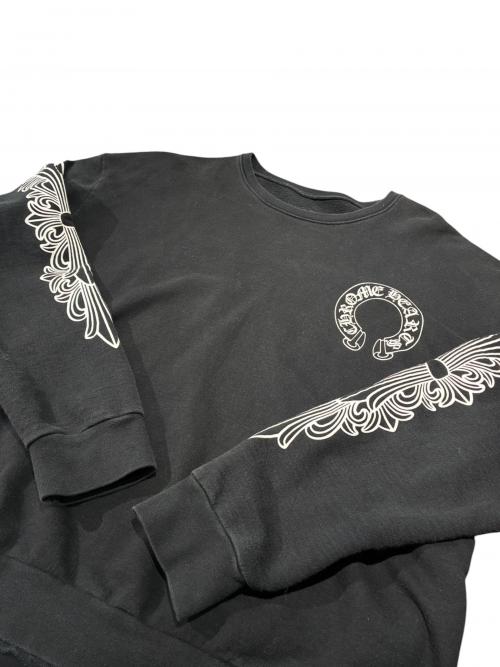 CHROME HEARTS（クロムハーツ）CHROME HEARTS (クロムハーツ) Floral Cross Horseshoe Crewneck Sweat Shirt ブラック サイズ:Mの古着・服飾アイテム