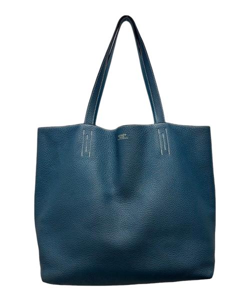 HERMES（エルメス）HERMES (エルメス) ドゥブルセンス36 リバーシブルトートバッグ Double Sens 36/トリヨンクレマンス/ネイビー×ブルー/▢Q刻印：2013年製造 ネイビー×ブルー サイズ:36の古着・服飾アイテム