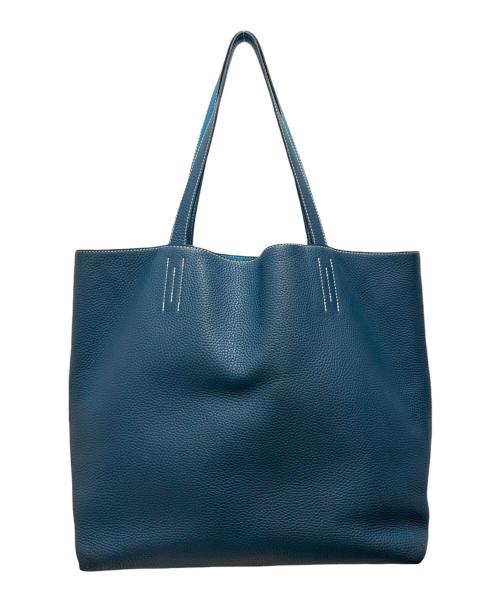 HERMES（エルメス）HERMES (エルメス) ドゥブルセンス36 リバーシブルトートバッグ Double Sens 36/トリヨンクレマンス/ネイビー×ブルー/▢Q刻印：2013年製造 ネイビー×ブルー サイズ:36の古着・服飾アイテム