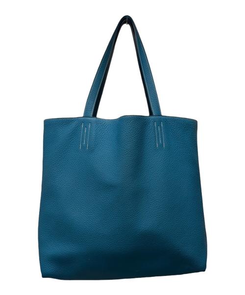 HERMES（エルメス）HERMES (エルメス) ドゥブルセンス36 リバーシブルトートバッグ Double Sens 36/トリヨンクレマンス/ネイビー×ブルー/▢Q刻印：2013年製造 ネイビー×ブルー サイズ:36の古着・服飾アイテム