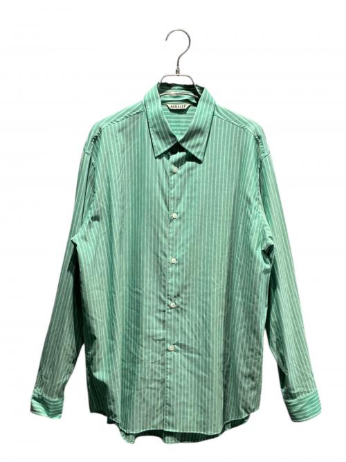AURALEE（オーラリー）AURALEE (オーラリー) SUPER FINE WOOL STRIPE SHIRT グリーン サイズ:4の古着・服飾アイテム