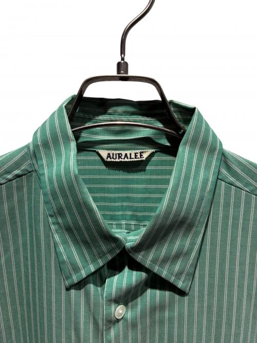 AURALEE（オーラリー）AURALEE (オーラリー) SUPER FINE WOOL STRIPE SHIRT グリーン サイズ:4の古着・服飾アイテム
