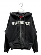 SUPREMEシュプリーム）の古着「Collegiate Applique Zip Up Hooded Sweatshirt」｜ブラック