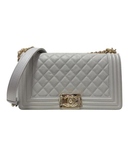 CHANEL（シャネル）CHANEL (シャネル) Boy Chanel Chain Shoulder Bag25 ボーイシャネル 25 チェーンショルダーバッグ ライトグレー サイズ:25の古着・服飾アイテム