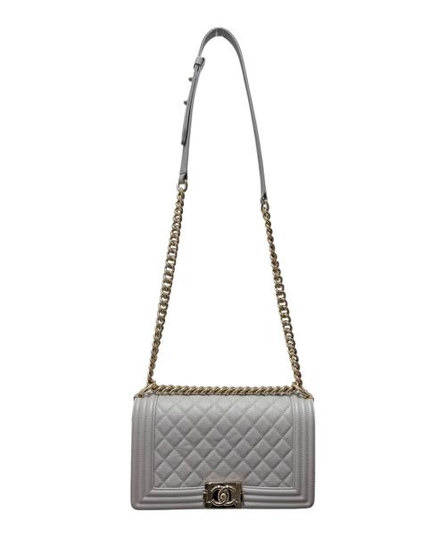 CHANEL（シャネル）CHANEL (シャネル) Boy Chanel Chain Shoulder Bag25 ボーイシャネル 25 チェーンショルダーバッグ ライトグレー サイズ:25の古着・服飾アイテム