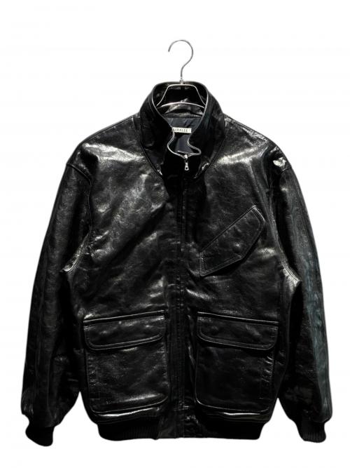 AURALEE（オーラリー）AURALEE (オーラリー) LAMB LEATHER ZIP BLOUSON A25AB01WX 2025年 ブラック サイズ:4の古着・服飾アイテム