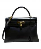 HERMESエルメス）の古着「Kelly 28 ケリー 28/内縫い/ボックスカーフ/ブラック/▢F刻印：2002年製造/ゴールド金具」｜ブラック