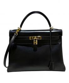 HERMES（エルメス）の古着「Kelly 28 ケリー 28/内縫い/ボックスカーフ/ブラック/▢F刻印：2002年製造/ゴールド金具」｜ブラック