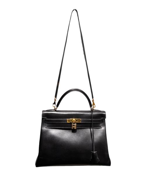 HERMES（エルメス）HERMES (エルメス) Kelly 28 ケリー 28/内縫い/ボックスカーフ/ブラック/▢F刻印：2002年製造/ゴールド金具 ブラック サイズ:28の古着・服飾アイテム