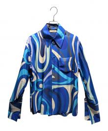Emilio Pucci（エミリオ プッチ）の古着「総柄シルクシャツ」｜ブルー