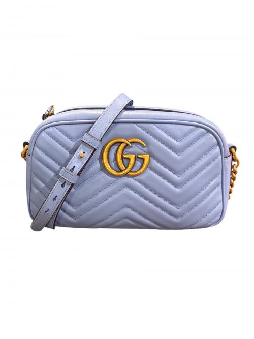 GUCCI（グッチ）GUCCI (グッチ) ショルダーバッグ ブルー×ゴールド金具 サイズ:スモール/smallの古着・服飾アイテム