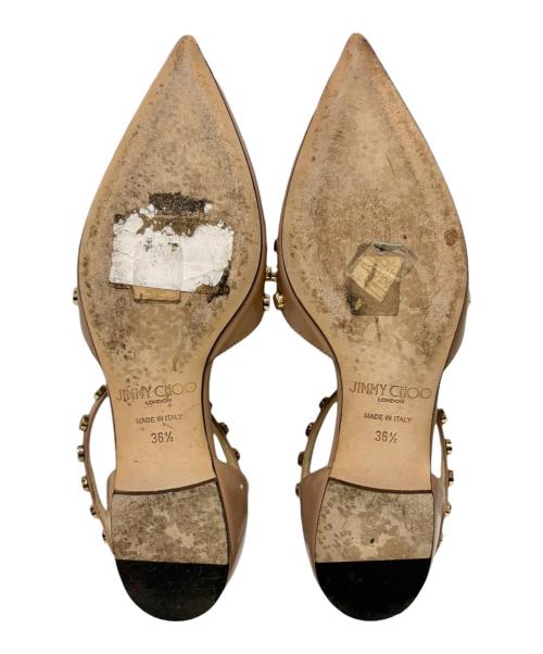 JIMMY CHOO（ジミーチュウ）JIMMY CHOO (ジミーチュウ) スタッズ エナメル フラットパンプス ピンク サイズ:36 1/2の古着・服飾アイテム