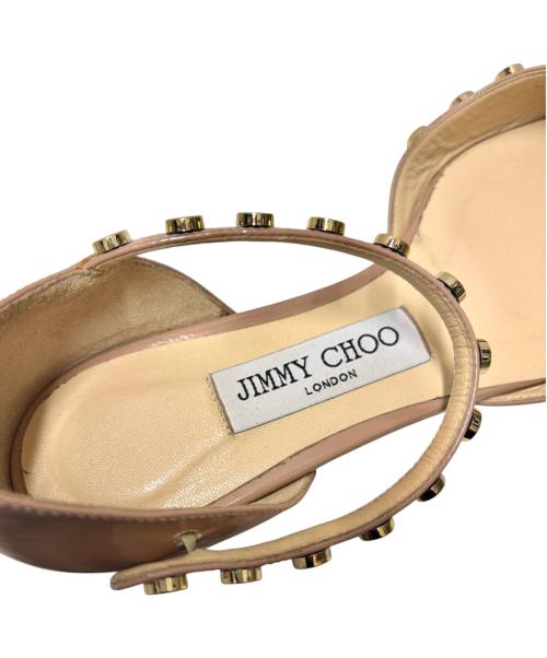 JIMMY CHOO（ジミーチュウ）JIMMY CHOO (ジミーチュウ) スタッズ エナメル フラットパンプス ピンク サイズ:36 1/2の古着・服飾アイテム