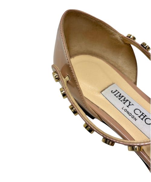 JIMMY CHOO（ジミーチュウ）JIMMY CHOO (ジミーチュウ) スタッズ エナメル フラットパンプス ピンク サイズ:36 1/2の古着・服飾アイテム