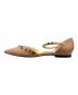 中古・古着 JIMMY CHOO (ジミーチュウ) スタッズ エナメル フラットパンプス ピンク サイズ:36 1/2：20000円