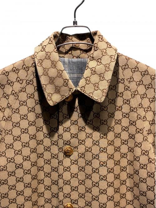 GUCCI（グッチ）GUCCI (グッチ) GGリバーシブルコート ベージュ×ブラウン サイズ:38の古着・服飾アイテム