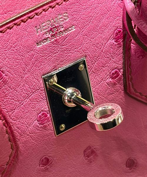 HERMES（エルメス）HERMES (エルメス) Birkin 25 バーキン 25/オーストリッチ/ピンク系/▢M刻印：2009年製造/シルバー金具 ピンク サイズ:25の古着・服飾アイテム