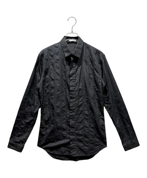 DIOR HOMME（ディオール オム）DIOR HOMME (ディオール オム) BEE刺繍総柄長袖シャツ ブラック サイズ:38の古着・服飾アイテム