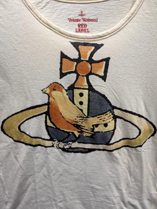 Vivienne Westwood RED LABEL（ヴィヴィアンウエストウッドレッドレーベル）Vivienne Westwood RED LABEL (ヴィヴィアンウエストウッドレッドレーベル) Vivienne Westwood RED LABEL鳥とオーブ 半袖Tシャツ ホワイト サイズ:3の古着・服飾アイテム