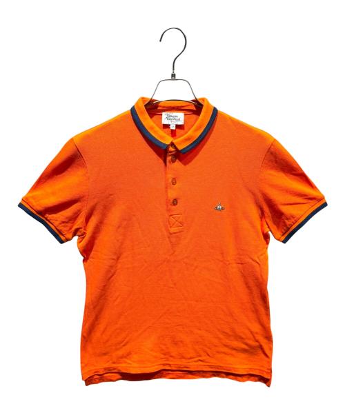 Vivienne Westwood（ヴィヴィアンウエストウッド）Vivienne Westwood (ヴィヴィアンウエストウッド) オーブ ブルーライン ポロシャツ オレンジ サイズ:48の古着・服飾アイテム