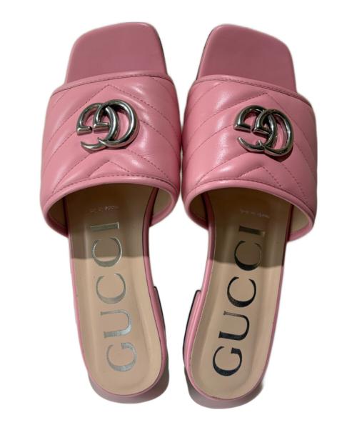 GUCCI（グッチ）GUCCI (グッチ) GUCCI GGマーモント スライドサンダル / ミュールサンダル ピンク サイズ:38の古着・服飾アイテム