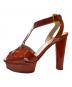 PRADA (プラダ) オレンジ パテントレザー プラットフォーム サンダル オレンジ サイズ:37 1/2：15000円