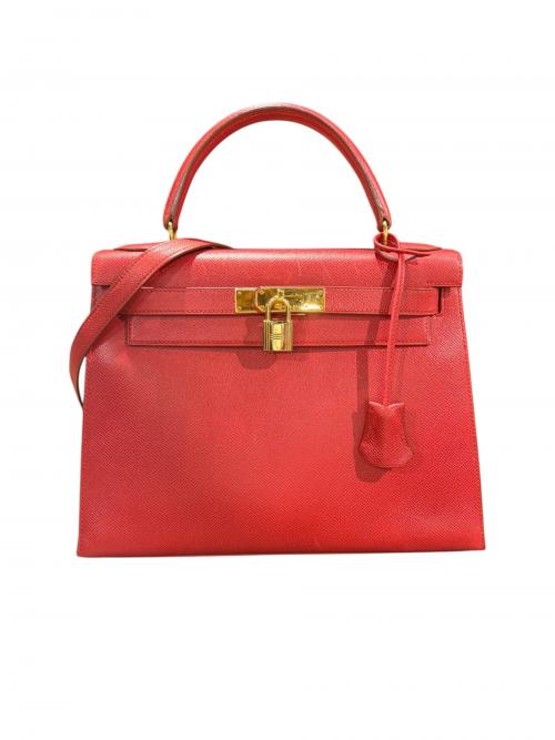 HERMES（エルメス）HERMES (エルメス) Kelly 28 ケリー 28/外縫い/クシュベル/レッド系/〇X刻印：1994年製造/ゴールド金具 レッド系 サイズ:28の古着・服飾アイテム