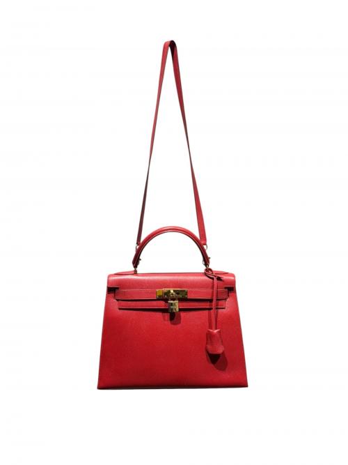 HERMES（エルメス）HERMES (エルメス) Kelly 28 ケリー 28/外縫い/クシュベル/レッド系/〇X刻印：1994年製造/ゴールド金具 レッド系 サイズ:28の古着・服飾アイテム