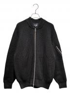 COMME des GARCONS HOMME×BATONERコムデギャルソン オム×バトナ―）の古着「Wool Worsted Half Cardigan」｜ブラック